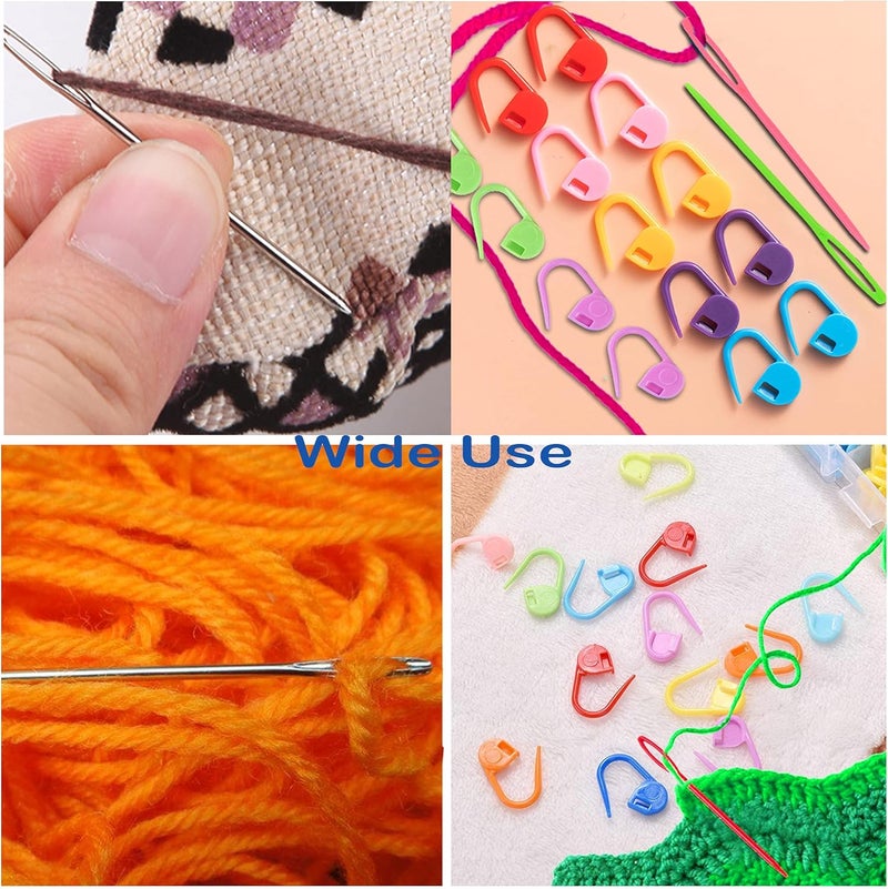 Orrdice 26 Pcs Sewing Knitting Kits, 9 Pcs Large-Eye Blunt Yarn Needles, 4 Pcs Plastic Weaving Needles,12 Pcs Colorful Knitting Crochet Locking Counter Stitch Needle, Suitable for Crochet Project - Image 4